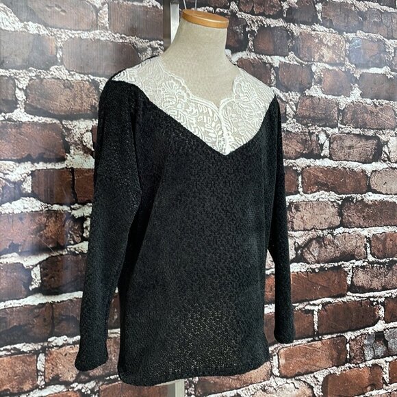 Miss U Top NWT Lovely Lace with Black Comfiness Blouse Size Medium M - Picture 8 of 15